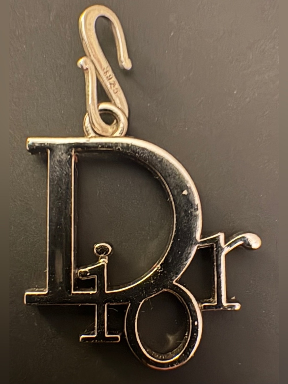 Christian Dior Vintage DIOR Logo Charm Silver Tone Letter Pendant